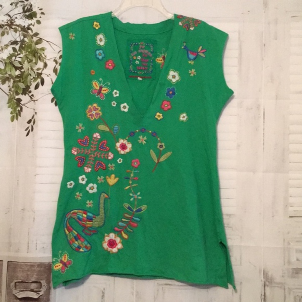 Rare, Johnny Was LA Green Tee Tunic